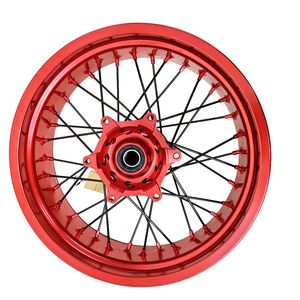 Roues <span class=keywords><strong>Supermotard</strong></span> de <span class=keywords><strong>17</strong></span> <span class=keywords><strong>pouces</strong></span> avec jantes et moyeux en alliage d'aluminium rouge, compatibles avec les motos CR125/CR250R/CRF250R/CRF450R - Product Image 5
