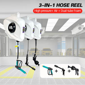 Système complet de dévidoir de tuyau de <span class=keywords><strong>garage</strong></span> 7-en-1 : Eau, Électricité, Air, <span class=keywords><strong>Mousse</strong></span>, Pré-lavage, Revêtement hydrophobe, Nettoyage des interstices - Product Image 5