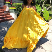 Grande taille 5XL femmes surdimensionné plissé grand ourlet robe 2021 Spaghetti sangle coupe ample femme mode été robes de plage