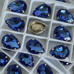 SZ, venta al por mayor, 18*25mm, piedra para coser, tamaño grande, gota de diamante, piedra elegante K9, punto de piedra preciosa de cristal, diamantes de imitación K9
