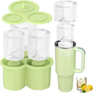 Ice Cube Molds for Stanley Cup, Silicone Ice Cube Tray With Lid for 20-40oz Tumbler for Chilling Whiskey, Cocktails