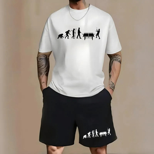 <span class=keywords><strong>Ensemble</strong></span> 2 pièces pour hommes avec t-shirt surdimensionné et short à cordon <span class=keywords><strong>de</strong></span> serrage imprimé Funny Table <span class=keywords><strong>Tennis</strong></span> Evolution - Product Image 4