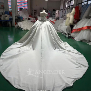 Wx117 Luxury Ivory Bridal Big Ball Gown Sweetheart Soft Satin <b>Wedding</b> Dresses Long Cathedral Train For Women Jancember - Product Image 4