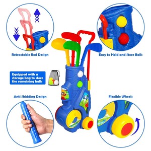 Jouets sportifs portables d'intérieur et d'extérieur, jeux interactifs, mini-chariots de golf unisexes avec balle et club de golf pour enfants - Product Image 4