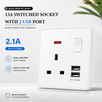 Prise murale universelle britannique à 5 broches avec USB Type C 18W à charge rapide, interrupteur 4 voies, usage industriel, prise électrique