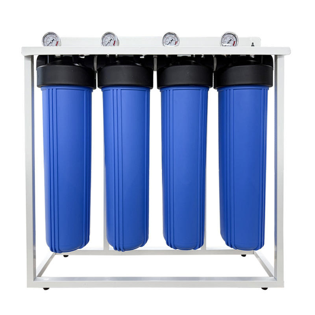 Big Blue Whole House Filter System 4 Stage 20x4.5" Steel Bracket Undersink Filter