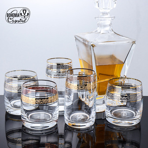 Bohemia Crystal Whiskey Glasses 201-300ml Gold Plated Thick Bottom For Spirits Party Use - Product Image 5