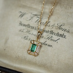 Geometric <b>Emerald</b> Zircon Pendant <b>Necklace</b> Golden Bezel Setting Women's Everyday Wear - Product Image 2