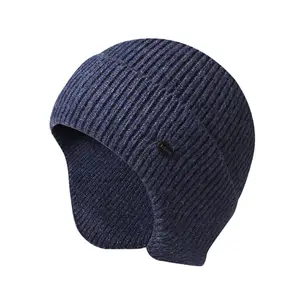 Winter Knit Ear flap Hat Beanie Hat with Fleece Lined Knit Hat Women Men
