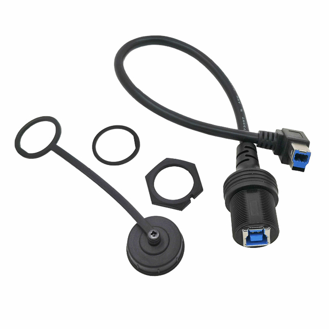USB Type B Male Female Extension Cable Waterproof 3.0 Version Thread Lock Panel Mount 3A Fast Charging Braid PVC Printer Cable
