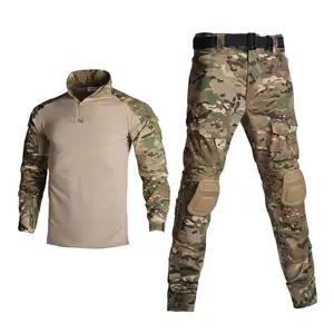 Yuda G2 Camisa de combate de combate uniforme tático camuflado com equipamento de joelheiras camuflagem