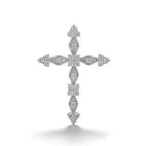 CUSTOM SILVER 10K/14K/18K GOLD PLATED LAB GROWN CVD DIAMOND CLASSIC ENGAGEMENT GIFT SWEATER <b>CHAIN</b> NECKLACE <b>CROSS</b> PENDANT - Product Image 1