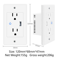 Enchufe de Pared Inteligente WiFi LangYeao Tuya 10A US con Dos Tomas y USB Tipo-C de Alta Calidad 240v Máx. Material de PC Inteligente para Voltaje