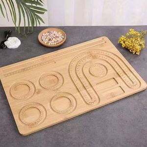 Wooden Bead <b>Tray</b> Multi Compartment DIY Bracelet Design Display Jewelry Bead Sorting Organizer for Hand String Craft Accessories - Product Image 1