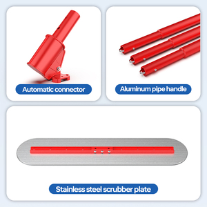 Brosse à béton en acier inoxydable avec lame rouge pour finition de sol, manche en aluminium réglable de 5,4 m - Product Image 4