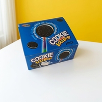 Sucettes en forme de biscuits, multicolores, saveur chocolat, emballées individuellement, boîte de présentation pour enfants