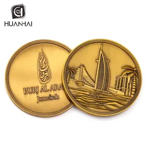 Aangepaste Antieke Vergulde Metalen Logo 3D Uae Dubai Coin Souvenir