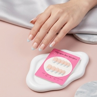 Y107 Kaixin – Nouvel ensemble de faux ongles réutilisables en plastique, courts, bleu français, forme amande, tendance