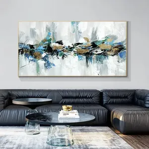 Art mural abstrait scandinave, grande taille, toile HD colorée, peinture à l'huile faite à la main, impression d'affiche rectangulaire verticale personnalisée - Product Image 4