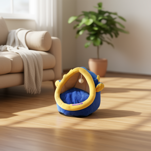 Coussin pour animaux Yommy bleu jaune 33x35x33cm, nid douillet et confortable pour chats et chiens - Product Image 3