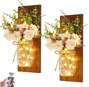 Luminaires suspendus en forme de pot avec télécommande, design féerique et romantique, lampe murale à LED avec fleurs, luminaire décoratif d'intérieur, idéal pour un jardin, 2 pièces par lot - Product Image 1