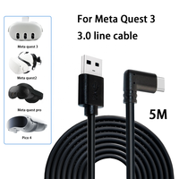 Kabel Transfer Data USB C Universal, kabel sudut kanan VR 5 Meter untuk Meta Quest 3 Tautan USB 3.0