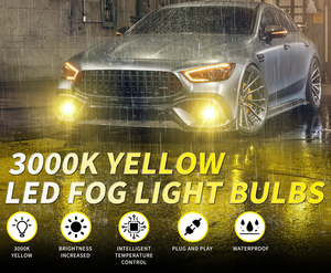 Ampoule de phare LED jaune doré 3000K, éclairage LED automobile 9006 9005 9012 9145 880 881 H7 H11 H4, ampoule de phare antibrouillard automobile - Product Image 2