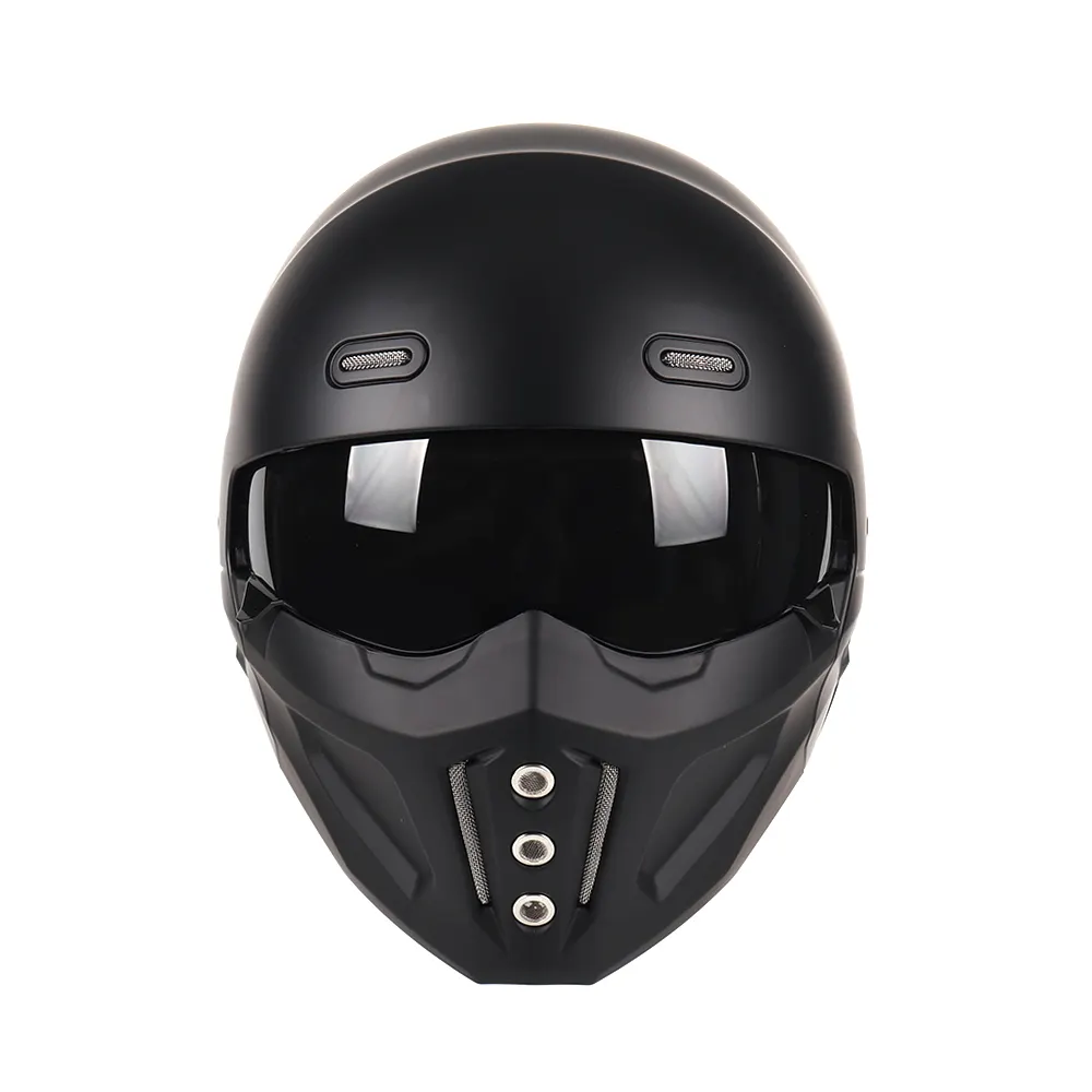 ホット販売フルフェイスサムライスコーピオンヘルメットヴィンテージ電動自転車オープンフェイスオートバイヘルメット取り外し可能なマスク付き