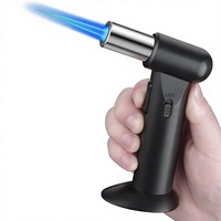 Briquet torche de cuisine personnalisé avec logo, coupe-vent, rechargeable au gaz butane, pistolet à flamme avec verrou de sécurité pour cigares et barbecue