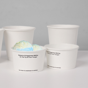 Vasos de papel para helado biodegradables, personalizados al por mayor, con tapas abovedadas y cucharas. - Product Image 1
