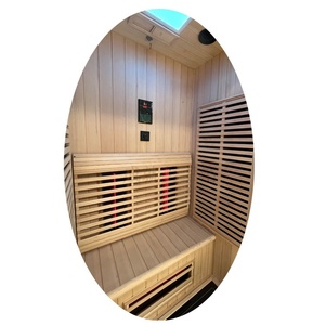 Sauna de Vapor Seco <span class=keywords><strong>con</strong></span> Ondas de Luz Infrarroja Lejana para 2 Personas, <span class=keywords><strong>con</strong></span> Construcción de Madera de Hemlock, para Uso en Casa, Hotel o Casa de Huéspedes - Product Image 5