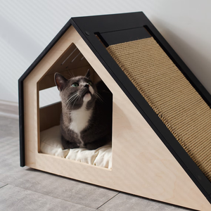 قفص القطط مثلث خشبي أسود داخلي مستدام وحديث الأكثر مبيعًا منازل القطط الفاخرة المقاومة للماء للأثاث - Product Image 5