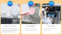 Machine à glaces molles commerciale 3 saveurs avec support à cornets, design compact, gain de place sur le comptoir pour les petites boutiques