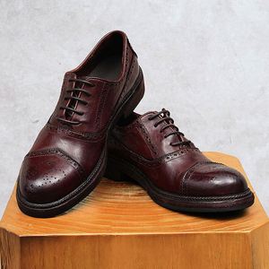 Zapatos Formales de Negocios para Hombre Marpi con Suela de Cuero Cosida Goodyear, Punta Redonda, Casuales, Modernos, Impermeables, Transpirables, Antideslizantes, con Diseño de Parches - Product Image 1