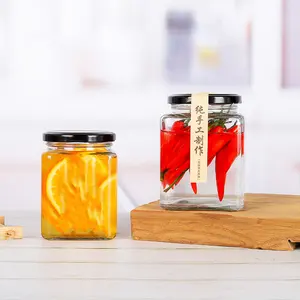 180ml 280ml recycelte leere quadratische Honig glas Glas Lebensmittel lagerung Verpackung Glas Lebensmittel gläser für Marmelade Honig