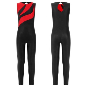 <b>Girl</b> <b>Unitard</b> Dance Bodysuit High Neck Sleeveless Flame Print Full Length Gymnastics Acrobatics Stage Performance Training Custom - Product Image 2