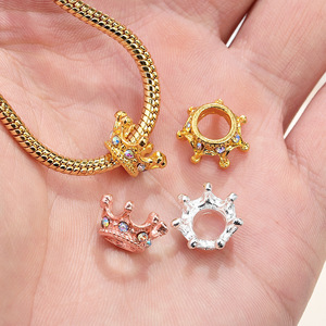 Breloque en alliage 3D en forme de couronne avec micro-diamants pour la création de bijoux DIY – Couleurs argent, or, or rose, bronze, noir, or blanc - Product Image 4