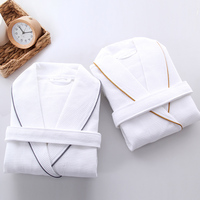 Peignoir gaufré respirant 100 % coton, style kimono, longueur genou, avec bordure, personnalisé avec logo d'hôtel 5 étoiles, pour hommes et femmes