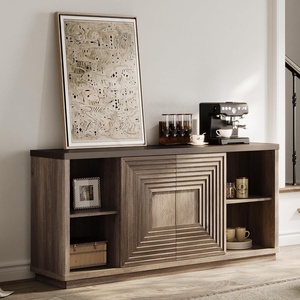 OEM grande armadio di stoccaggio in legno scanalato porta scorrevole <span class=keywords><strong>Credenza</strong></span> a Buffet <span class=keywords><strong>Credenza</strong></span> per Bar o <span class=keywords><strong>soggiorno</strong></span> dell'hotel casale - Product Image 5