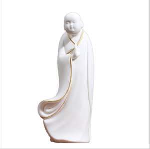 รูปพระสงฆ์เซรามิก งานฝีมือสร้างสรรค์ พอร์ซเลนสีขาว ทาสีพระสงฆ์หนุ่ม ของตกแต่งสไตล์เซน พระนักบวชตัวน้อยน่ารัก - Product Image 5