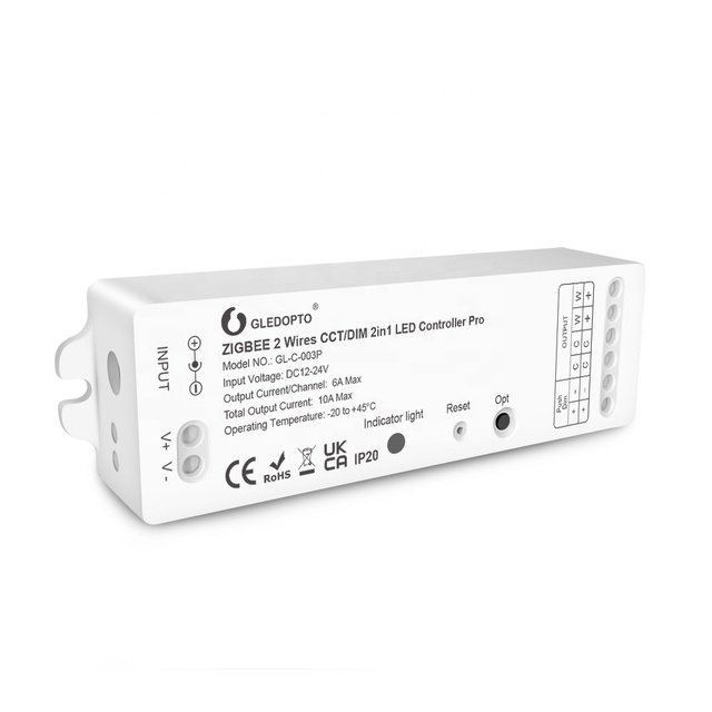 Gledopto Zigbee Led Controller for Cct Tunable Led Strip 2 Wires Led Controller Changing the White Light Led Strip