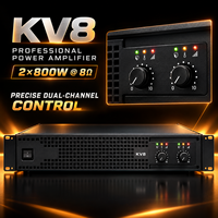 Amplificateur audio de classe H 2 canaux 800W à 8 ohms KV8, amplificateur de puissance PA 2U pour montage en rack, pour salles de concert, clubs de karaoké et enceintes