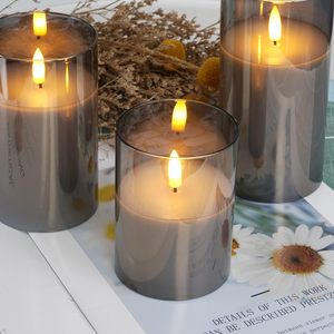 2*AA Battery Operated Flameless Real Wax Votive Pillar Led Glass Candle Remote Control 3D Flame Light Christmas Wedding Home - Product Image 3