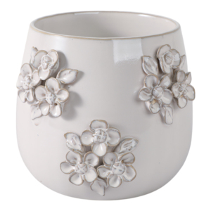 Vaso in Ceramica con Design Floreale Classico e Dettagli Floreali in Rilievo per Piante da Interno e Succulente - Product Image 1