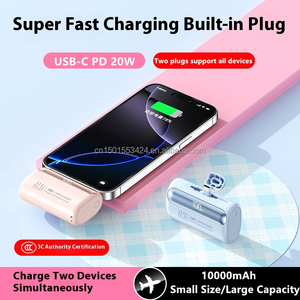 Mini banque <span class=keywords><strong>de</strong></span> puissance <span class=keywords><strong>de</strong></span> capsule 10000mah construite dans 2 prises rotatives affichage LED sortie USB-C PD 22.5W <span class=keywords><strong>chargeur</strong></span> d'urgence à charge rapide - Product Image 4