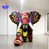 Modèle d'éléphant gonflable géant d'extérieur en tissu Oxford renforcé, entièrement imprimé, avec souffleur, motifs colorés