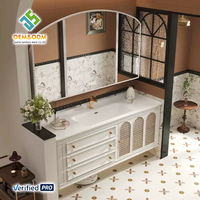 2025 OEM Ensemble de meuble de toilette moderne en bois massif de 48 pouces avec robinet d'évier Égouttoir mural en cuivre-Chambre à coucher et école