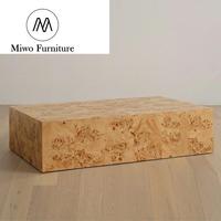 Table basse rectangulaire moderne en bois de burl, design contemporain pour salon, hôtel, appartement, hall, table décorative centrale