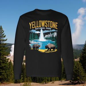 Camiseta de Manga Larga con Diseño Vintage del Parque Nacional de Yellowstone, con Estampado de Bisón y Oso, para Actividades al Aire Libre - Product Image 3