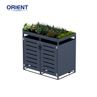 Abri à déchets multifonctionnel en acier/aluminium-Boîtier pour poubelle robuste avec serrure et étagères latérales pour l'organisation en extérieur